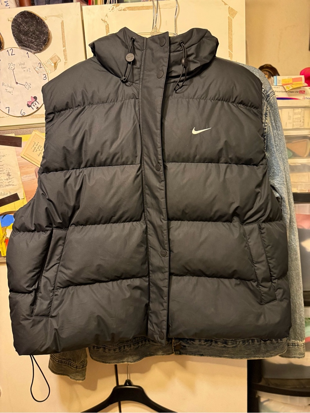 Nike Black Quilted Hooded Puffer Vest